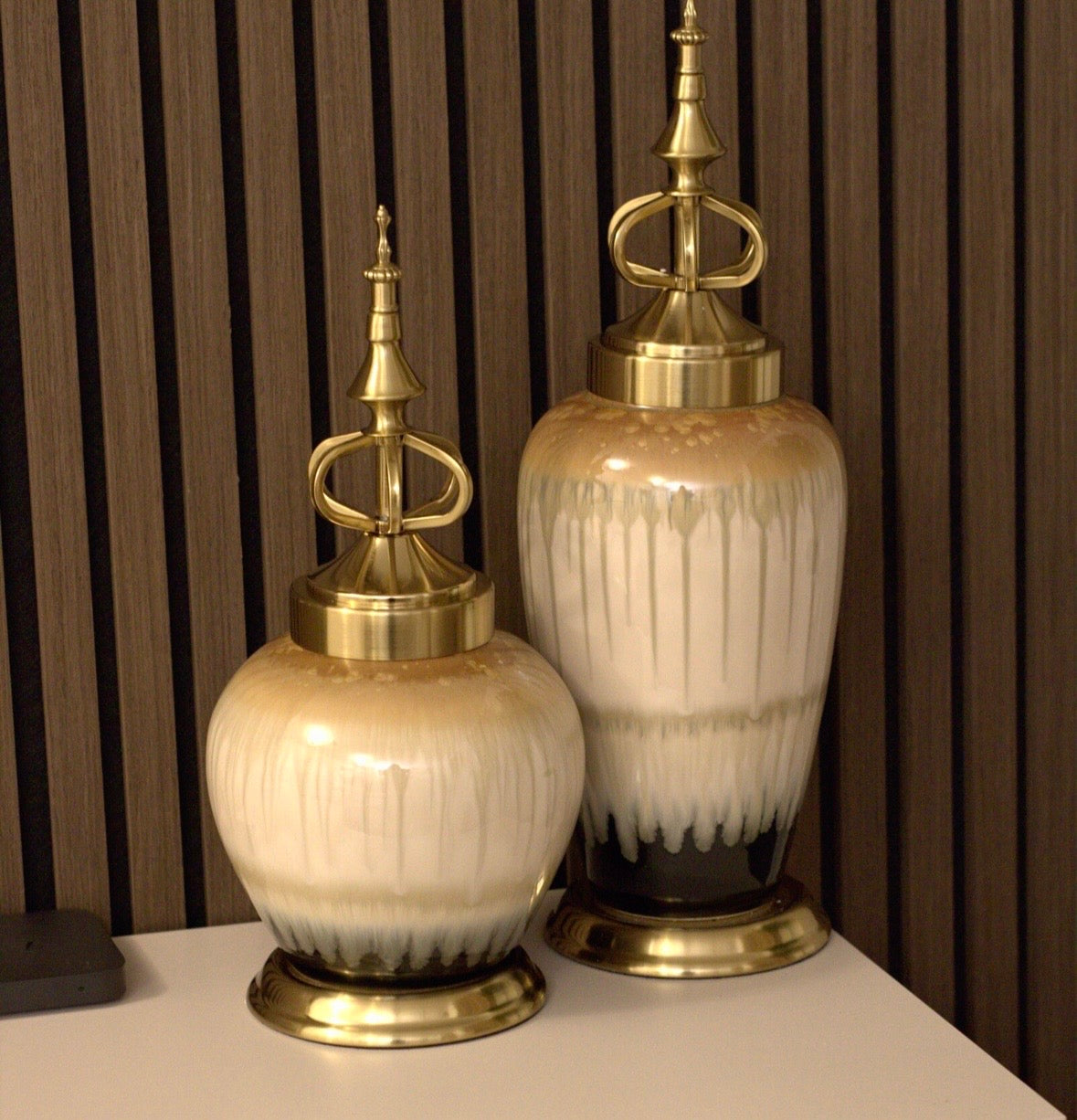 Golden & Beige Ginger Jar