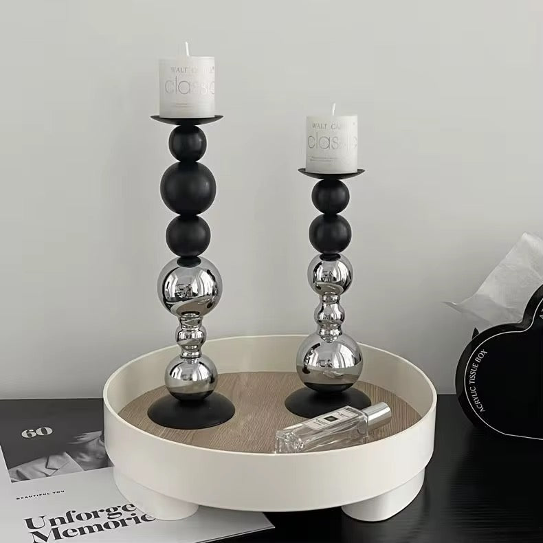 Black & Silver Candle Holder (Set)