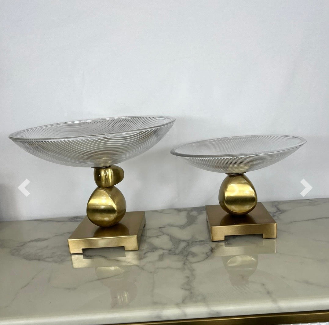 Decorative Glass Golden Bowl (Set)