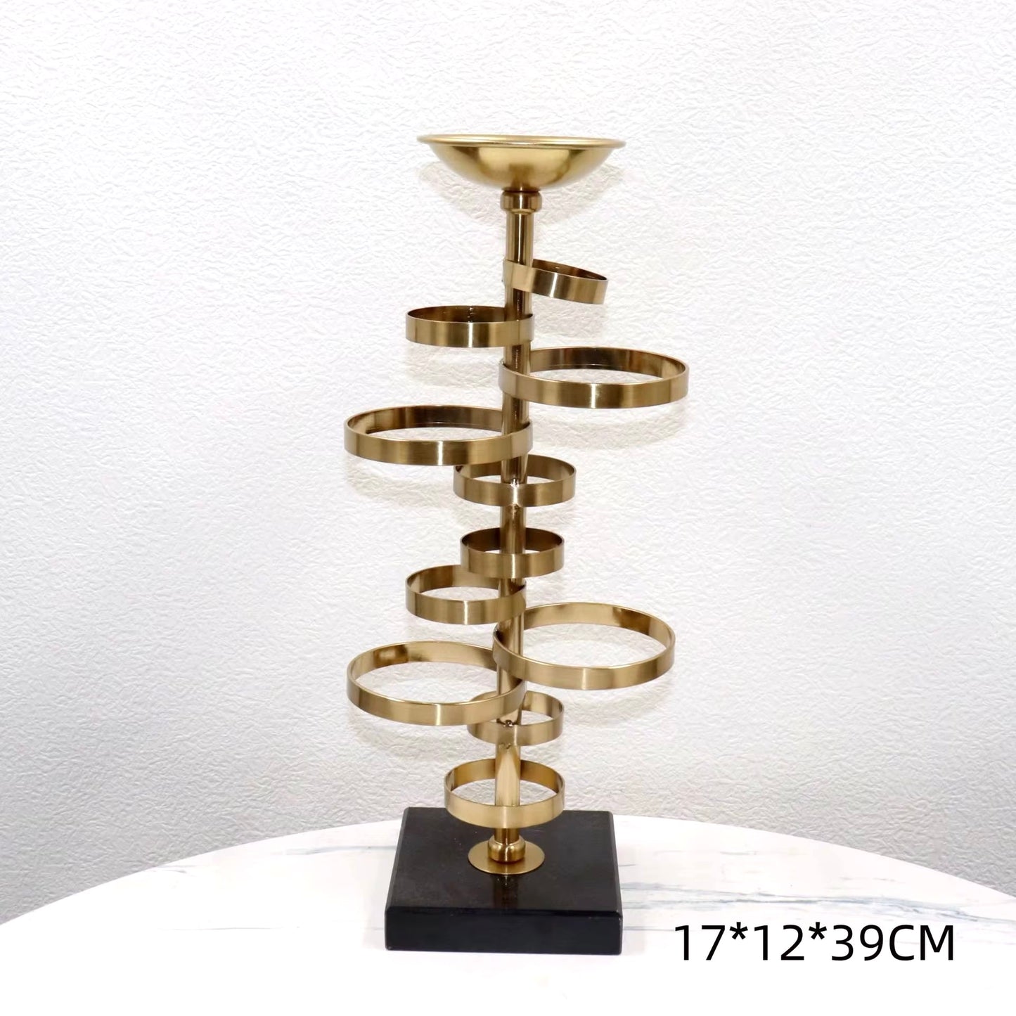 Spiral Gold & Black Candle Holder - Set
