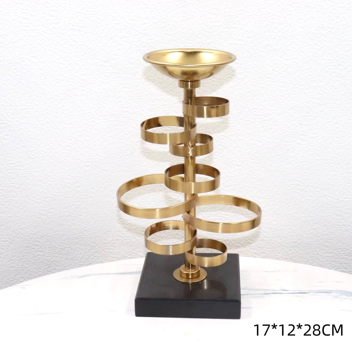 Spiral Gold & Black Candle Holder - Set