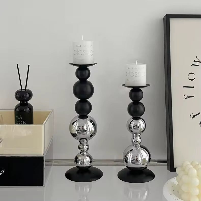 Black & Silver Candle Holder (Set)