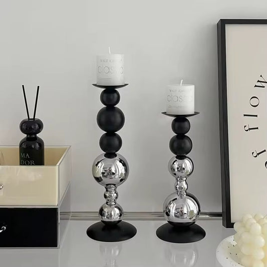Black & Silver Candle Holder (Set)