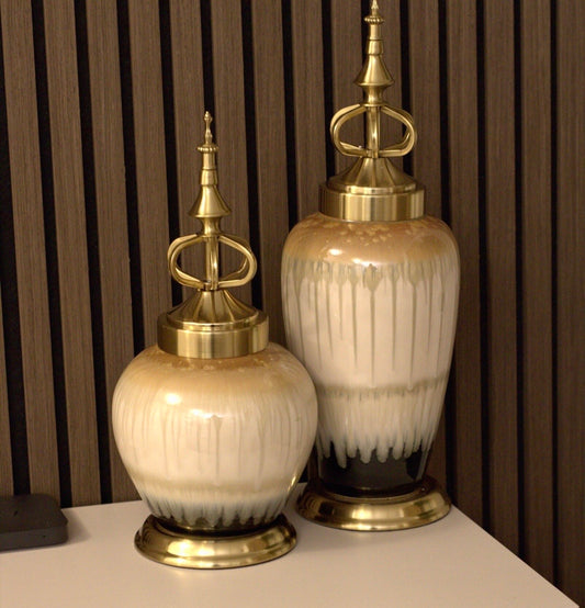 Golden & Beige Ginger Jar