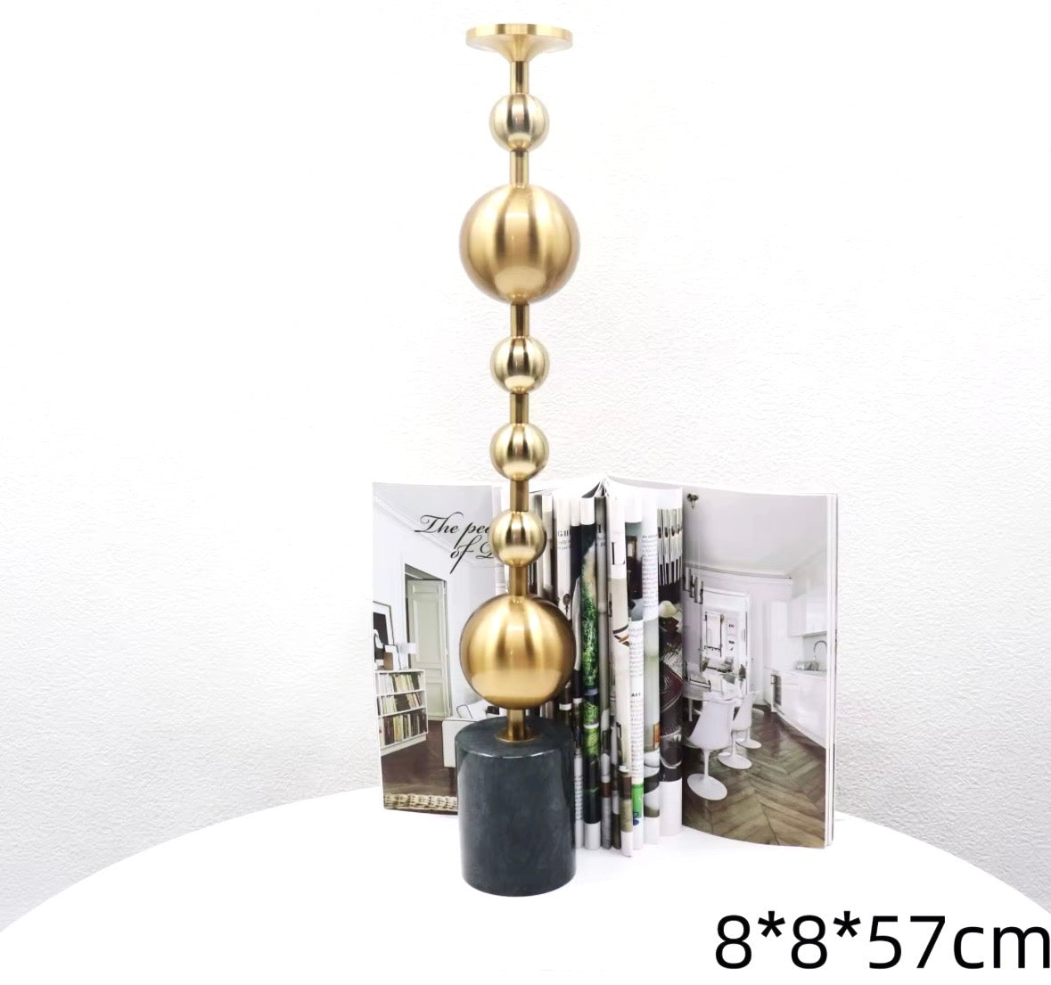 Golden Marble Ball Candle Holder - Set