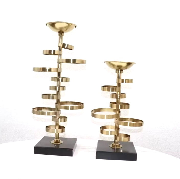 Spiral Gold & Black Candle Holder - Set