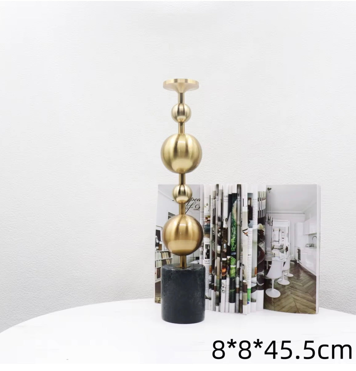 Golden Marble Ball Candle Holder - Set