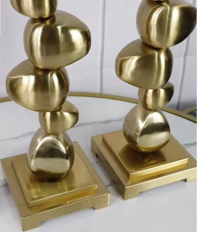 Sculpted Luxe Gold Candle Holder - Set