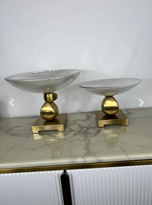 Decorative Glass Golden Bowl (Set)